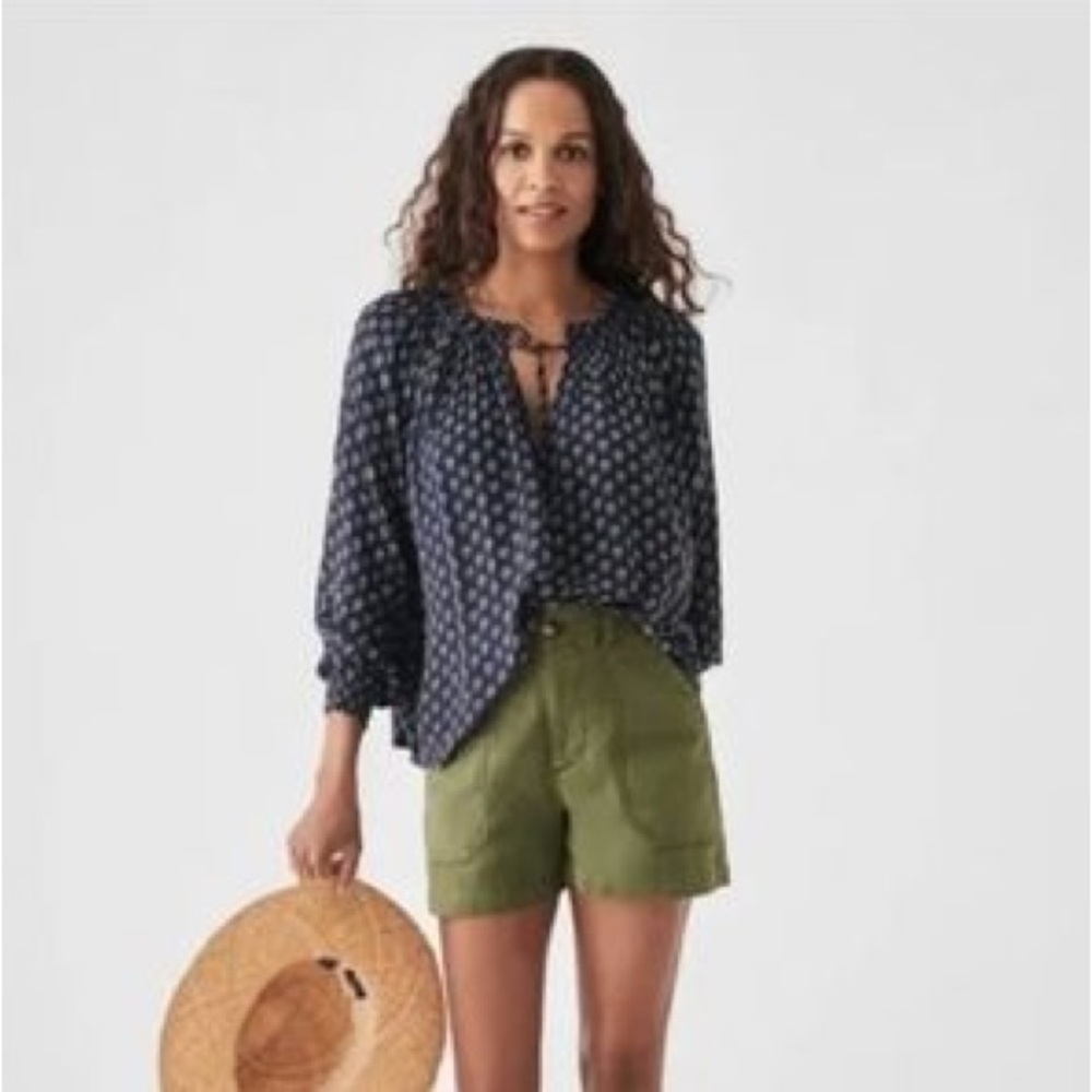 Faherty Emery Print Lotus Floral Boho print blouse tunic top sz small